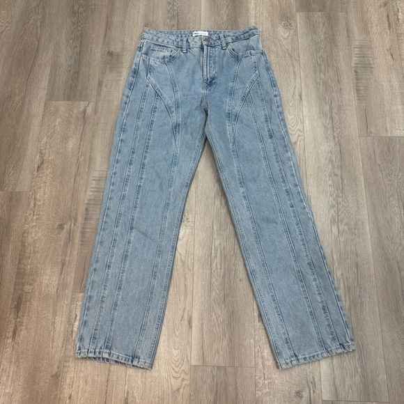 Zara Mugler Inspired Blue Straight Leg Jeans Size US 8 Euro 40 - Picture 3 of 11